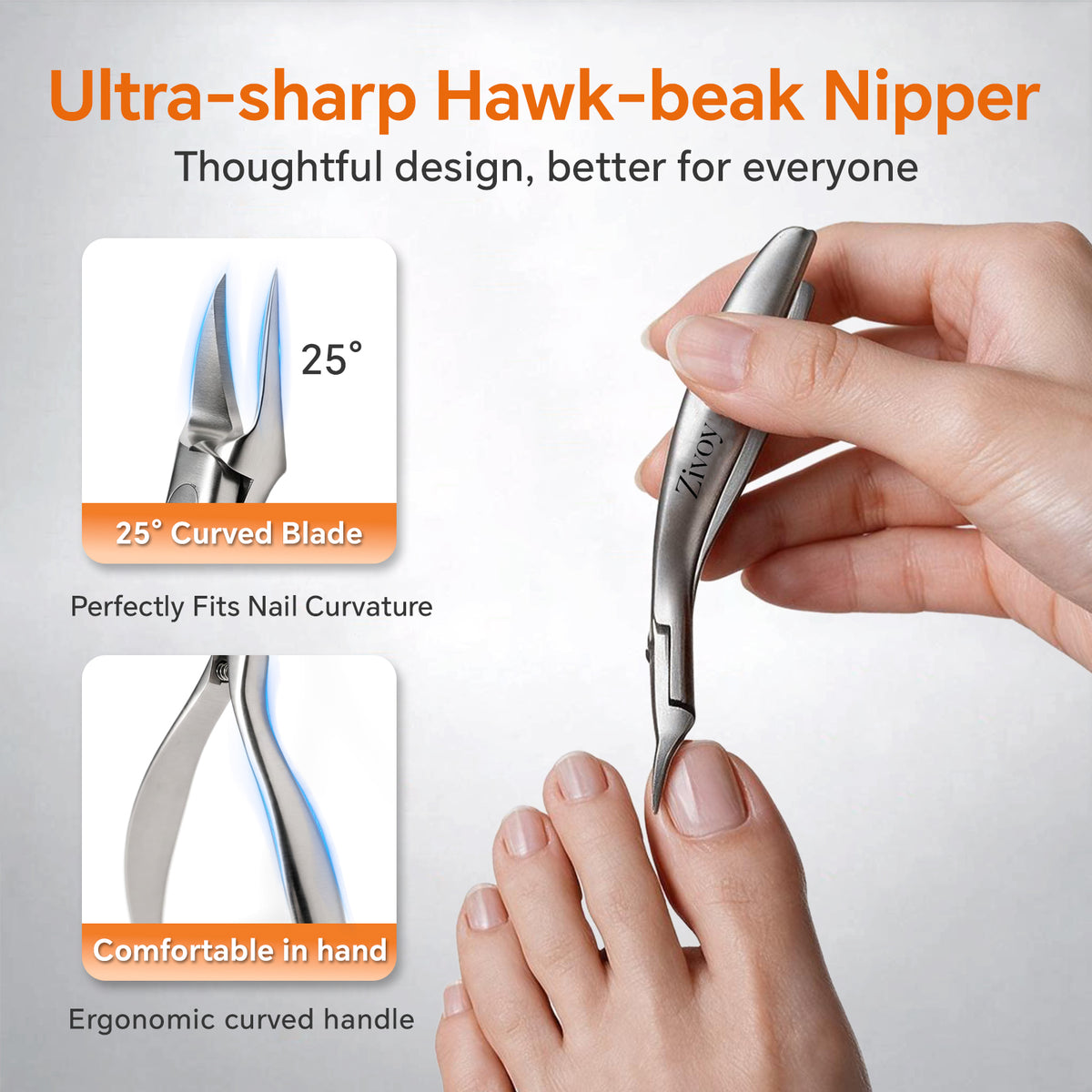 Zivoy Professional Nail Cutter - Swan-Inspired Manicure Tool, Ultra-Sharp Eagle-Beak Stainless Steel Groove Pliers for Embedded Nail Pedicure Care