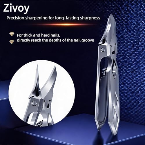 Zivoy | Long-Handle Extra-Sharp Angled Nail Clipper for Ingrown & Thick Nails