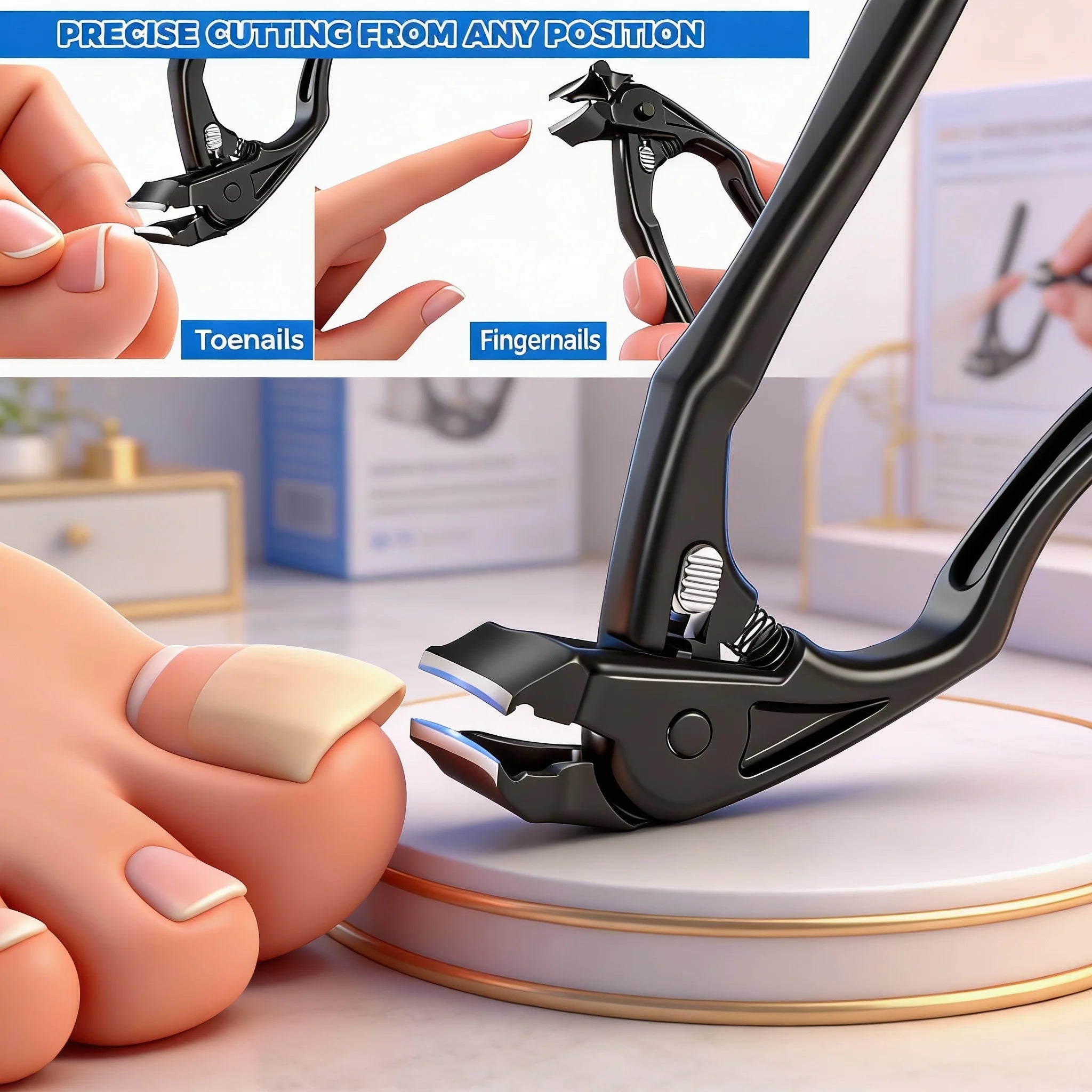 Zivoy | Premium 40-Degree Angled Long-Handle Toenail Clipper with Safety Lock & Gift Set